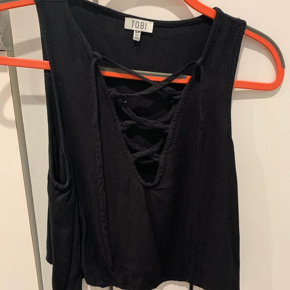 Tobi String Lace Up Crop Top